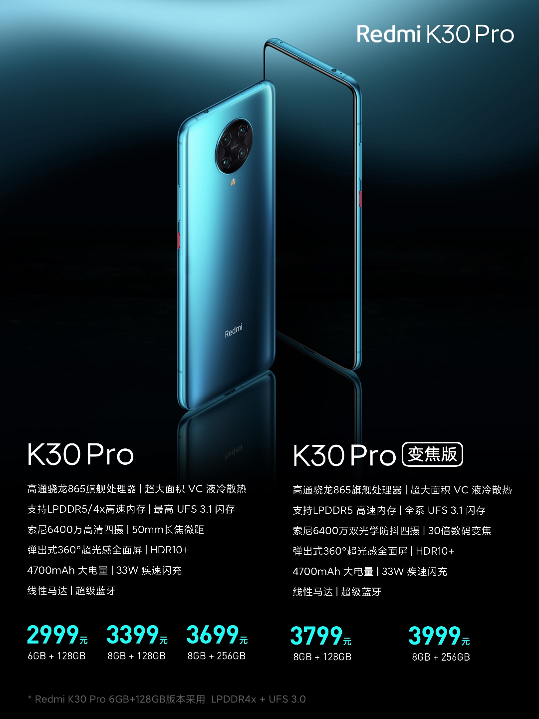 Redmi K30 Pro正式亮相 骁龙865真旗舰2999元起