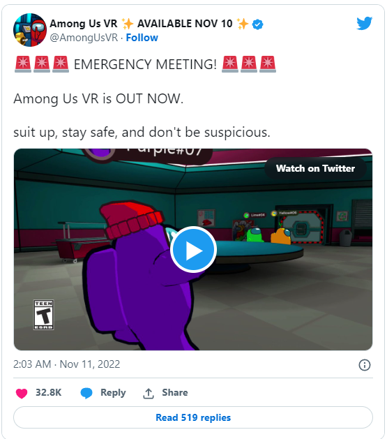 《Among Us VR》正式发售，在虚拟太空船上来场尔虞我诈的紧急会议吧！