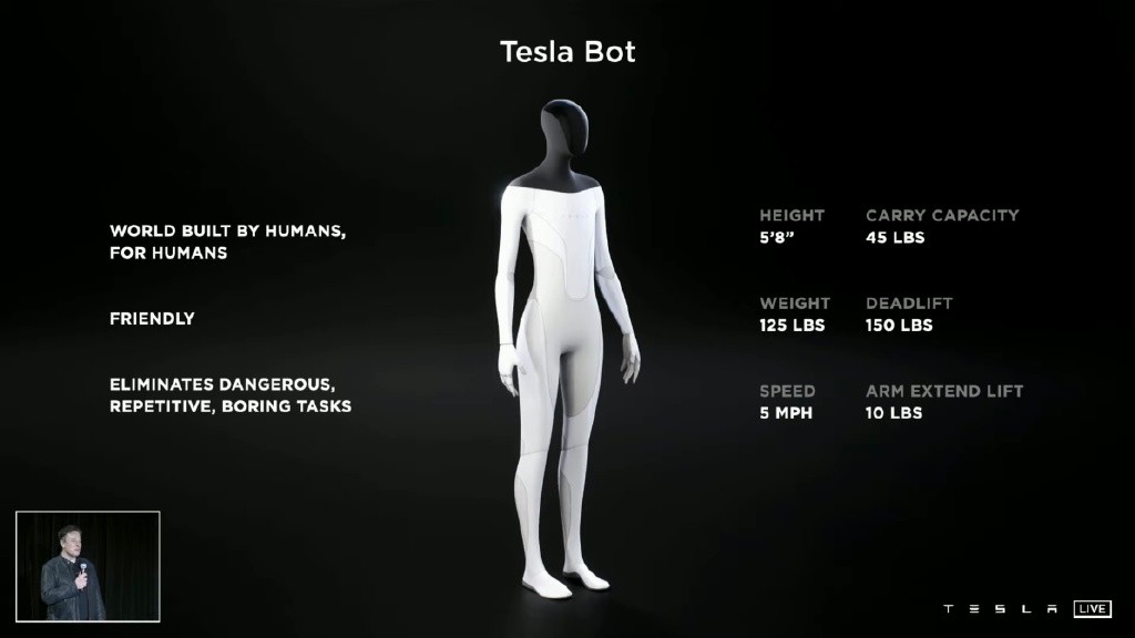 特斯拉发布Tesla Bot人型机器人 明年推出原型机