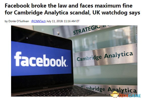 Facebook被罚50万英镑 因数据泄露面临顶格罚款