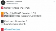 《索尼克：未知边境》PS5版本容量曝光 11月6日开放预先加载