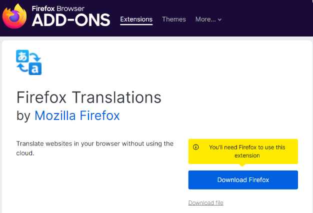 火狐浏览器推出离线翻译插件 支持13种语言